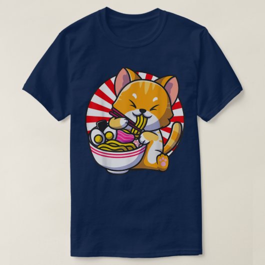 Cat Ramen Bowl Anime Japanese Noodles Kawaii Neko  Tシャツ (デザイン正面)
