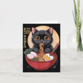 Cat Ramen Funny Graphic Tees Japanese Kawaii Cat A カード (正面)