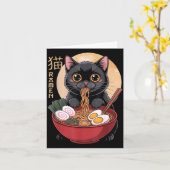 Cat Ramen Funny Graphic Tees Japanese Kawaii Cat A カード (黄色い花)