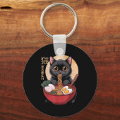 Cat Ramen Funny Graphic Tees Japanese Kawaii Cat A キーホルダー (正面)