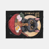 Cat Ramen Funny Graphic Tees Japanese Kawaii Cat A フリースブランケット (正面(横))