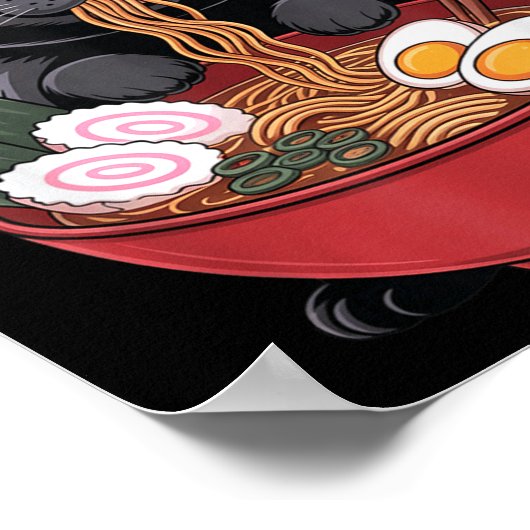 Cat Ramen Funny Graphic Tees Japanese Kawaii Cat A ポスター (角)