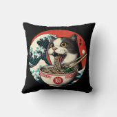 Cat Ramen Japanese Art Vintage Style クッション (裏面)