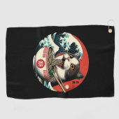 Cat Ramen Japanese Art Vintage Style ゴルフタオル (横)