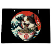 Cat Ramen Japanese Art Vintage Style ラージペーパーバッグ (正面)