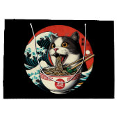 Cat Ramen Japanese Art Vintage Style ラージペーパーバッグ (裏面)