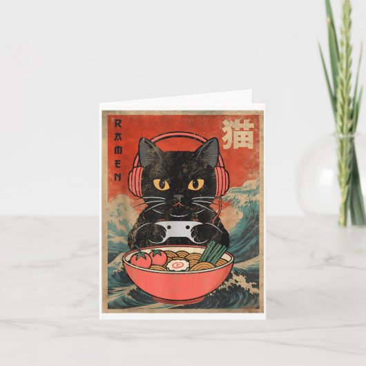 Cat Ramen Japanese Funny Graphic Kawaii Anime  カード (正面)