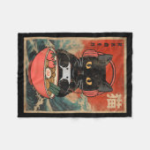 Cat Ramen Japanese Funny Graphic Kawaii Anime  フリースブランケット (正面(横))