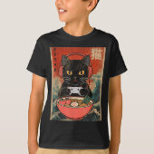 Cat Ramen Japanese Funny Graphic Kawaii Anime  Tシャツ (正面)