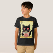 Cat Ramen Japanese Funny Graphic Tees Kawaii Anime Tシャツ (正面フル)