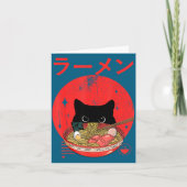 Cat Ramen Japanese Funny Graphic Tees Kawaii Cat A カード (正面)