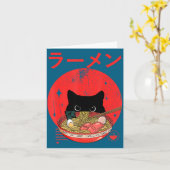 Cat Ramen Japanese Funny Graphic Tees Kawaii Cat A カード (黄色い花)