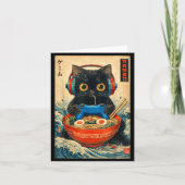 Cat Ramen Japanese Funny Graphic Tees Kawaii Cat A カード (正面)