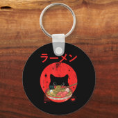 Cat Ramen Japanese Funny Graphic Tees Kawaii Cat A キーホルダー (正面)