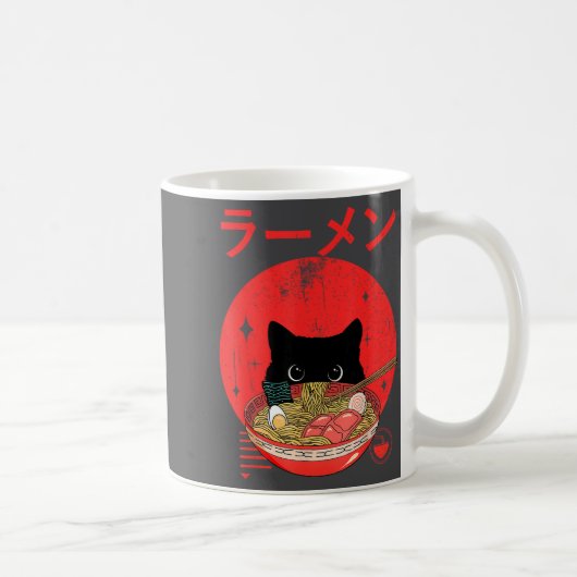 Cat Ramen Japanese Funny Graphic Tees Kawaii Cat A コーヒーマグカップ (右)