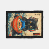 Cat Ramen Japanese Funny Graphic Tees Kawaii Cat A フリースブランケット (正面(横))