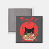 Cat Ramen Japanese Funny Graphic Tees Kawaii Cat A マグネット (正面/裏面)