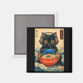 Cat Ramen Japanese Funny Graphic Tees Kawaii Cat A マグネット (正面/裏面)