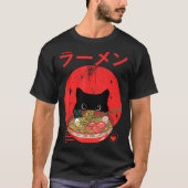 Cat Ramen Japanese Funny Graphic Tees Kawaii Cat A Tシャツ (正面)