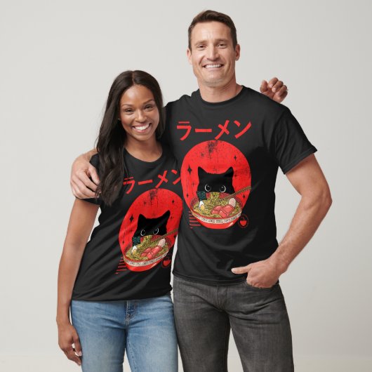 Cat Ramen Japanese Funny Graphic Tees Kawaii Cat A Tシャツ (ユニセックス)