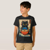 Cat Ramen Japanese Funny Graphic Tees Kawaii Cat A Tシャツ (正面フル)