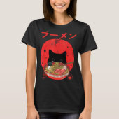 Cat Ramen Japanese Funny Graphic Tees Kawaii Cat A Tシャツ (正面)