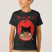 Cat Ramen Japanese Funny Graphic Tees Kawaii Cat A Tシャツ (正面)