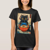 Cat Ramen Japanese Funny Graphic Tees Kawaii Cat A Tシャツ (正面)