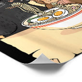 Cat Ramen Monkey Shirt Funny Cat Monkey Eating Ram ポスター (角)