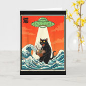 Cat Ramen Ufo Funny Japanese Anime Tee Men Women T カード (黄色い花)