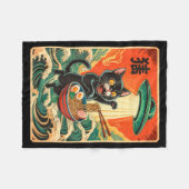 Cat Ramen Ufo Funny Japanese Anime Tee Men Women T フリースブランケット (正面(横))