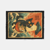 Cat Ramen Ufo Funny Japanese Anime Tee Men Women T フリースブランケット (正面(横))