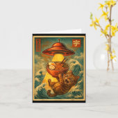 Cat Ramen Ufo Funny Men Women Teens Kids Japanese  カード (黄色い花)