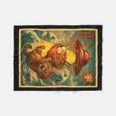 Cat Ramen Ufo Funny Men Women Teens Kids Japanese  フリースブランケット (正面(横))