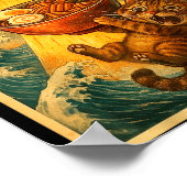 Cat Ramen Ufo Funny Men Women Teens Kids Japanese  ポスター (角)