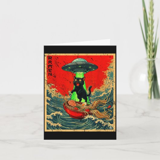 Cat Ramen Ufo Japanese Anime Graphic Tees Men Wome カード (正面)