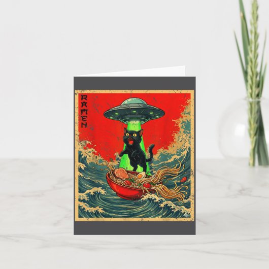 Cat Ramen Ufo Japanese Anime Graphic Tees Men Wome カード (正面)