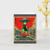 Cat Ramen Ufo Japanese Anime Graphic Tees Men Wome カード (黄色い花)