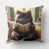 Cat reading a book on sofa クッション (裏面)