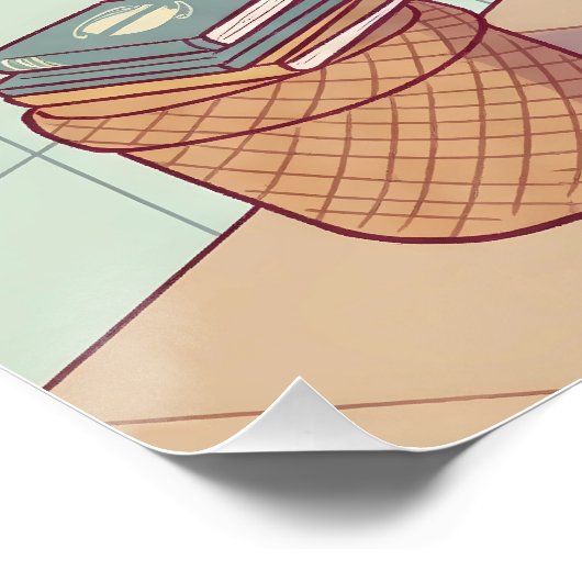 Cat Reading A Book On The Toilet ポスター (コーナー)