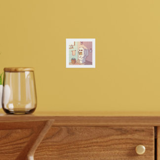 Cat Reading A Book On The Toilet 箔ポスター