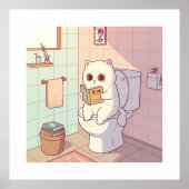 Cat Reading A Book On The Toilet 箔ポスター (正面)