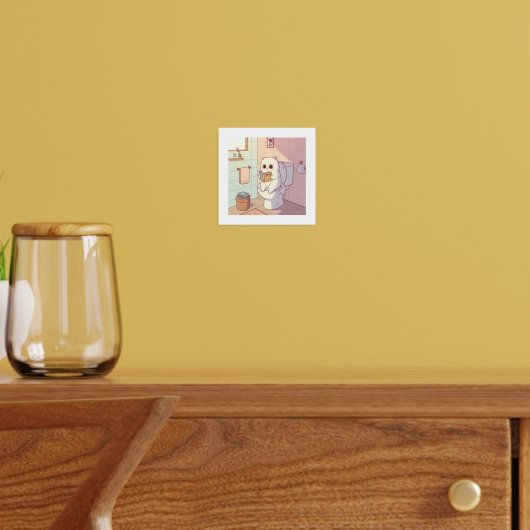 Cat Reading A Book On The Toilet 箔ポスター (インサイチュ (リビング))