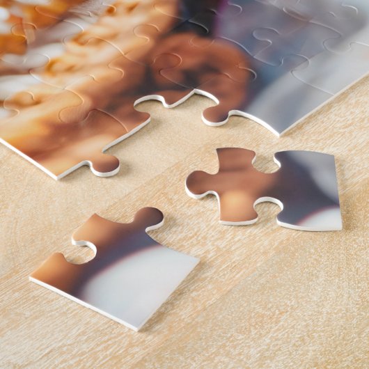 Cat reading book on knitted blanket ジグソーパズル (側面)
