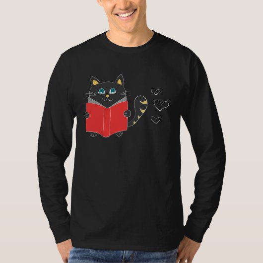 Cat reading cat animal love cat friend tシャツ (正面)