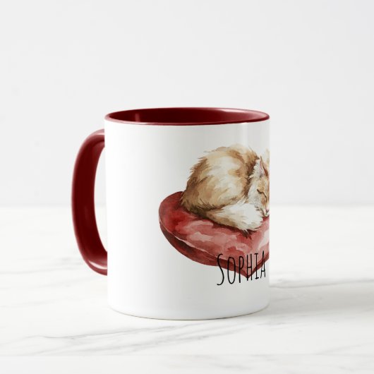 Cat Red Heart Pillow マグカップ (正面左)