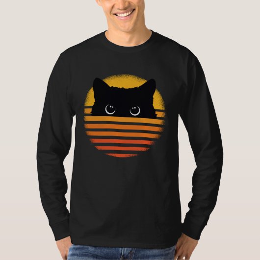 Cat Retro Style  Kitten Retro Style  Black Cat Tシャツ (正面)
