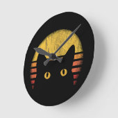 Cat Retro Vintage ラウンド壁時計 (傾斜)