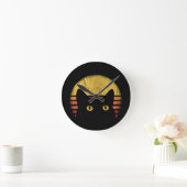 Cat Retro Vintage ラウンド壁時計 (ホーム)