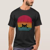 Cat retro vintage sunset peeking tシャツ (正面)